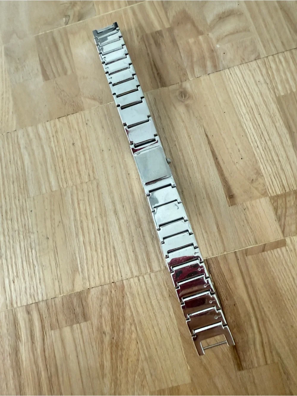 Bulova ladies rectangular silver tone crystal accented watch NEW BATTERY